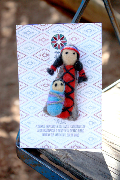 Prendedor Mini Mujer Étnica Mapuche